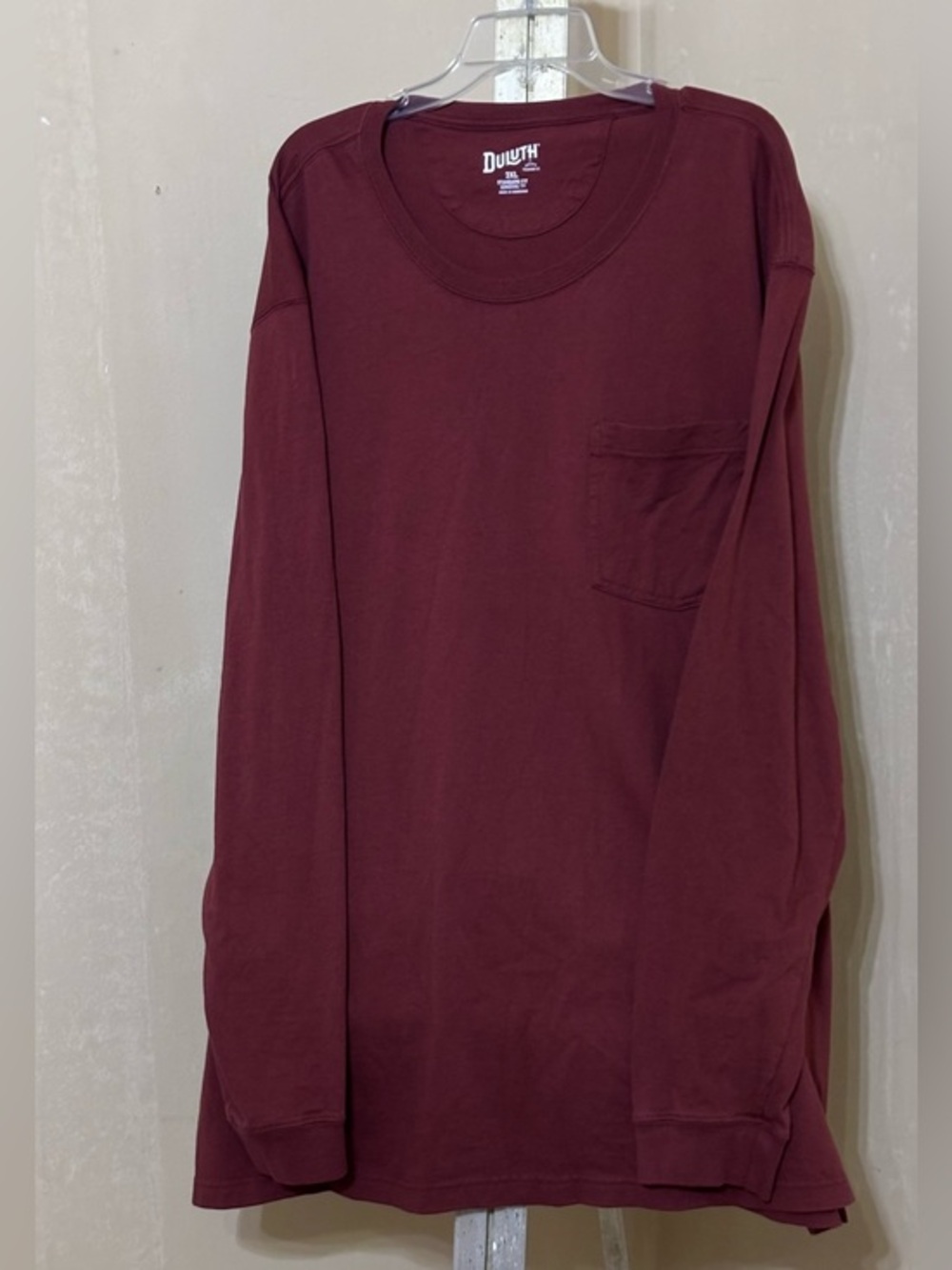 Duluth Trading Co Maroon Long-Sleeve Pocket Tee Sz XXL